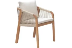 In- und Outdoor Gartenstuhl BALI ROPE natur beige Akazie wetterfest mit Armlehne Kissen
