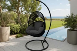 In- und Outdoor Hängesessel AIR ROPE anthrazit schwarz inkl. Kissen