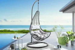 In- und Outdoor Hängesessel LOFT WIDE grau schwarz Hängestuhl inkl. Kissen wetterfest