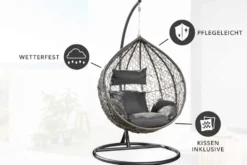 In- und Outdoor Hängesessel LOFT anthrazit grau Gartenstuhl inklusive Kissen wetterfest