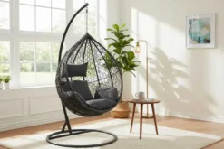 In- und Outdoor Hängesessel LOFT anthrazit grau Gartenstuhl inklusive Kissen wetterfest