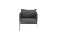 In- und Outdoor Lounge-Sessel UNIQUE 70cm schwarz braun grau Aluminium inkl. Kissen