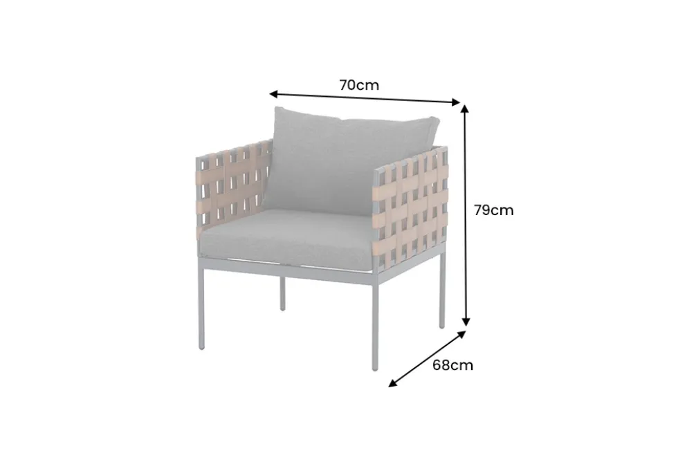 In- und Outdoor Lounge-Sessel UNIQUE 70cm schwarz braun grau Aluminium inkl. Kissen