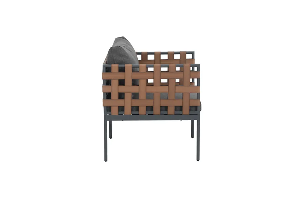 In- und Outdoor Lounge-Sessel UNIQUE 70cm schwarz braun grau Aluminium inkl. Kissen
