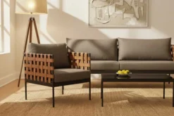 In- und Outdoor Lounge-Sessel UNIQUE 70cm schwarz braun grau Aluminium inkl. Kissen