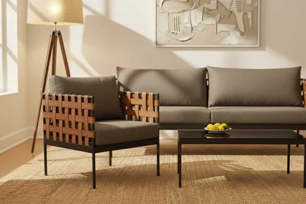 In- und Outdoor Lounge-Sessel UNIQUE 70cm schwarz braun grau Aluminium inkl. Kissen