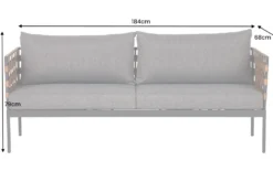 In- und Outdoor Lounge-Sofa UNIQUE 185cm schwarz braun grau Aluminium 2-Sitzer inkl. Kissen