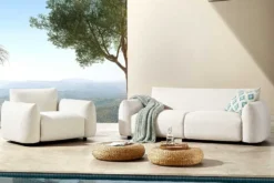 In- und Outdoor Sofa SEAHAWK 205cm creme Aluminium Olefin wetterfest 2-Sitzer Couch