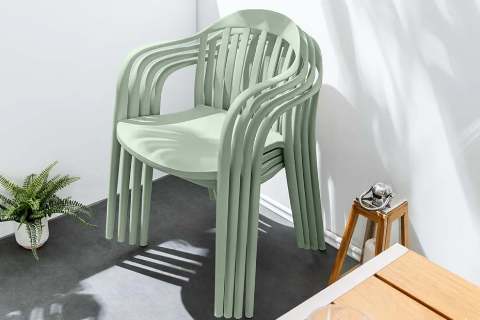 In- und Outdoor Stuhl STUDIO ITALIA salbei stapelbar Kunststoff Gartenstuhl