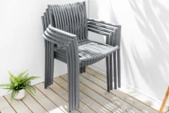In- und Outdoor Stuhl STUDIO ITALIA anthrazit stapelbar wetterfest Gartenstuhl