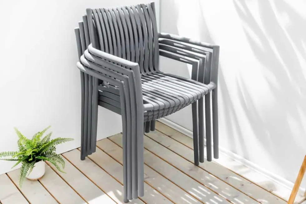 In- und Outdoor Stuhl STUDIO ITALIA anthrazit stapelbar wetterfest Gartenstuhl