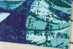 In- und Outdoor Teppich LEAF 240x160cm blau grün Blatt-Design wetterfest