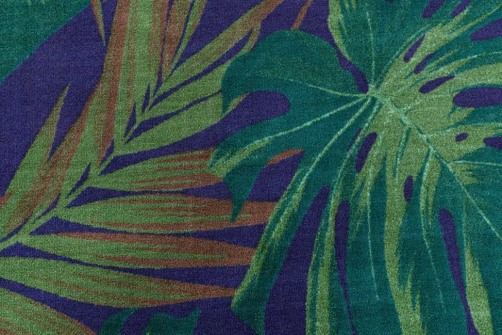 In- und Outdoor Teppich LEAF 180x120cm grün blau Blätter-Design Läufer wetterfest