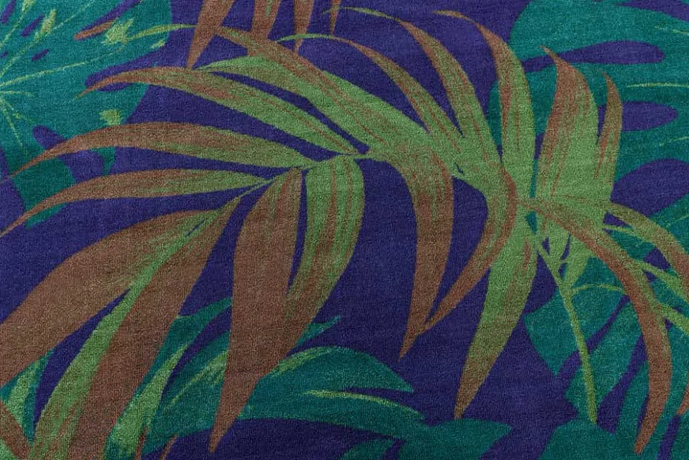 In- und Outdoor Teppich LEAF 180x120cm grün blau Blätter-Design Läufer wetterfest