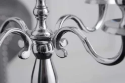 Kerzenständer MODERN BAROCK 40cm silber 5-armig Lüster Aluminium poliert Kerzenhalter