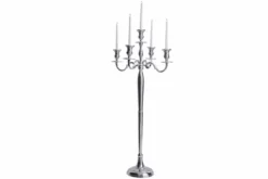 Kerzenständer MODERN BAROCK 120cm silber 5-armig Lüster Aluminium poliert Kerzenhalter