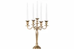 Kerzenständer MODERN BAROCK 40cm gold 5-armig Lüster Aluminium poliert Kerzenhalter