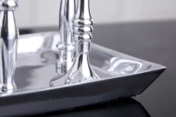 Kerzenständer MODERN BAROCK 30cm 7-flammig silber Aluminium poliert Kerzenhalter Deko-Platte