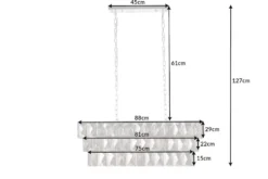 Luxus Hängelampe KRISTALL 90cm edelgrau Design Kronleuchter Glasprismen