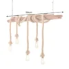 Maritime Hängeleuchte SEVEN SEAS 110cm Massivholz Seil Deckenlampe 5 Leuchten