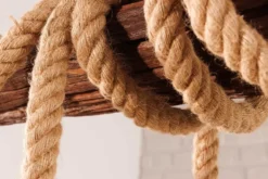 Maritime Hängeleuchte SEVEN SEAS 110cm Massivholz Seil Deckenlampe 5 Leuchten