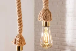 Maritime Hängeleuchte SEVEN SEAS 110cm Massivholz Seil Deckenlampe 5 Leuchten