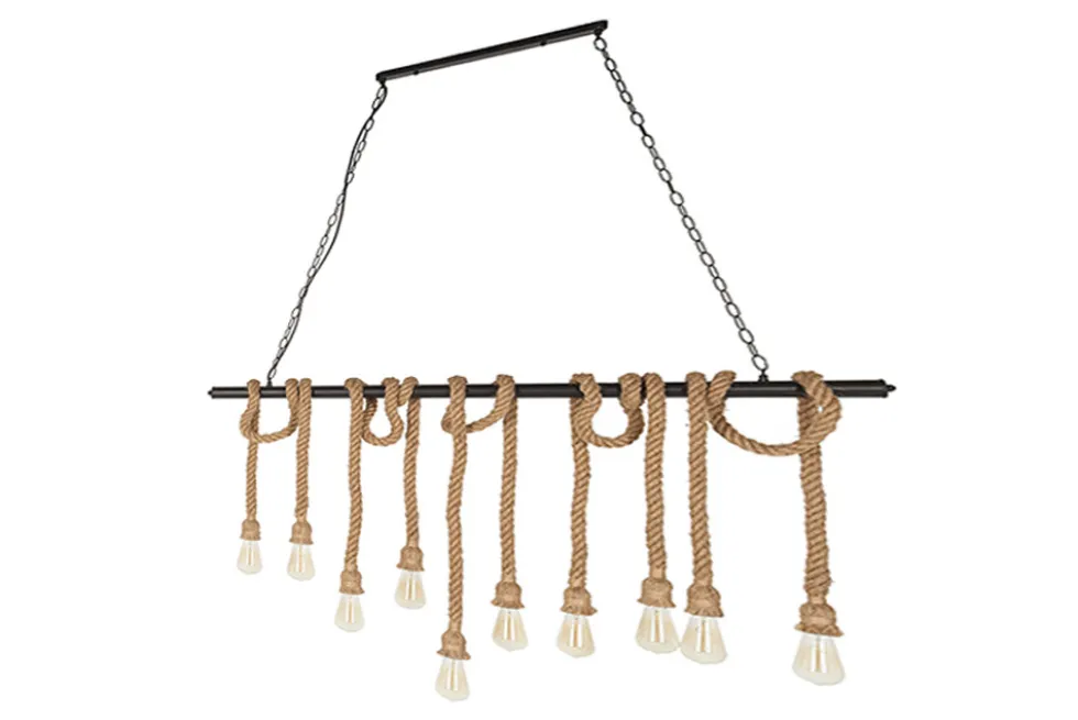 Maritime Hängeleuchte SEVEN SEAS II 120cm Seil Lampe mit 10 Leuchten