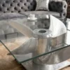 Maritimer Couchtisch OCEAN L 85cm silber antik Schiffsschraube mit Glasplatte