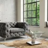 Maritimer Couchtisch OCEAN M 60cm silber antik rund Schiffsschraube Glasplatte