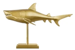 Maritime Skulptur HAI 68cm gold handmade Metall Design Haifisch