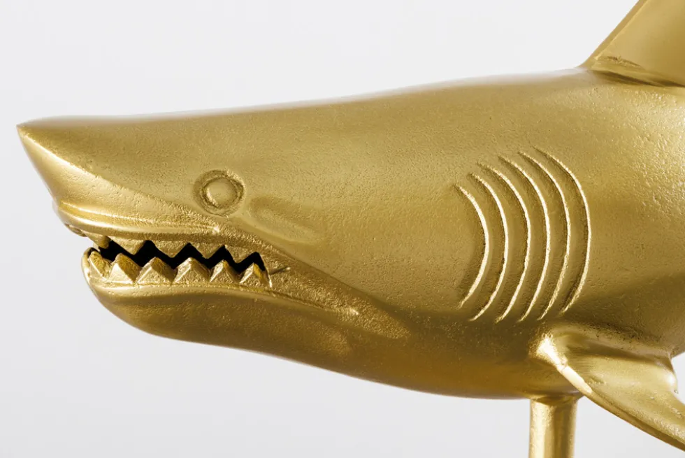 Maritime Skulptur HAI 68cm gold handmade Metall Design Haifisch