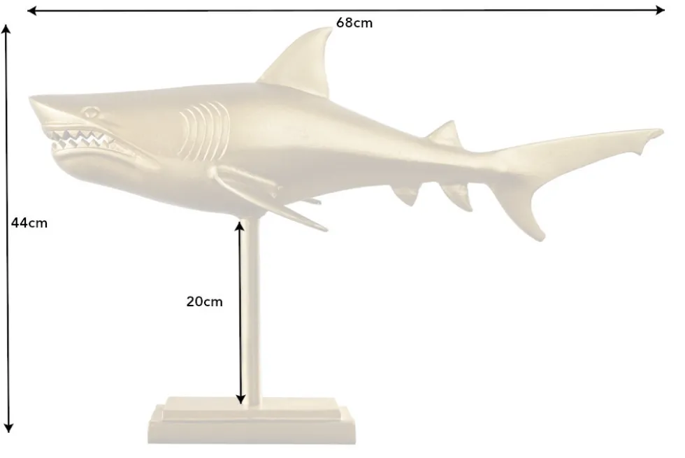 Maritime Skulptur HAI 68cm gold handmade Metall Design Haifisch