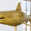 Maritime Skulptur HAI 103cm gold handmade Metall Design Haifisch