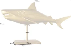 Maritime Skulptur HAI 103cm gold handmade Metall Design Haifisch
