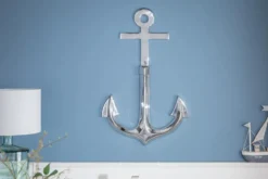 Maritime Wanddekoration SEVEN SEAS 70cm silber 3D Anker