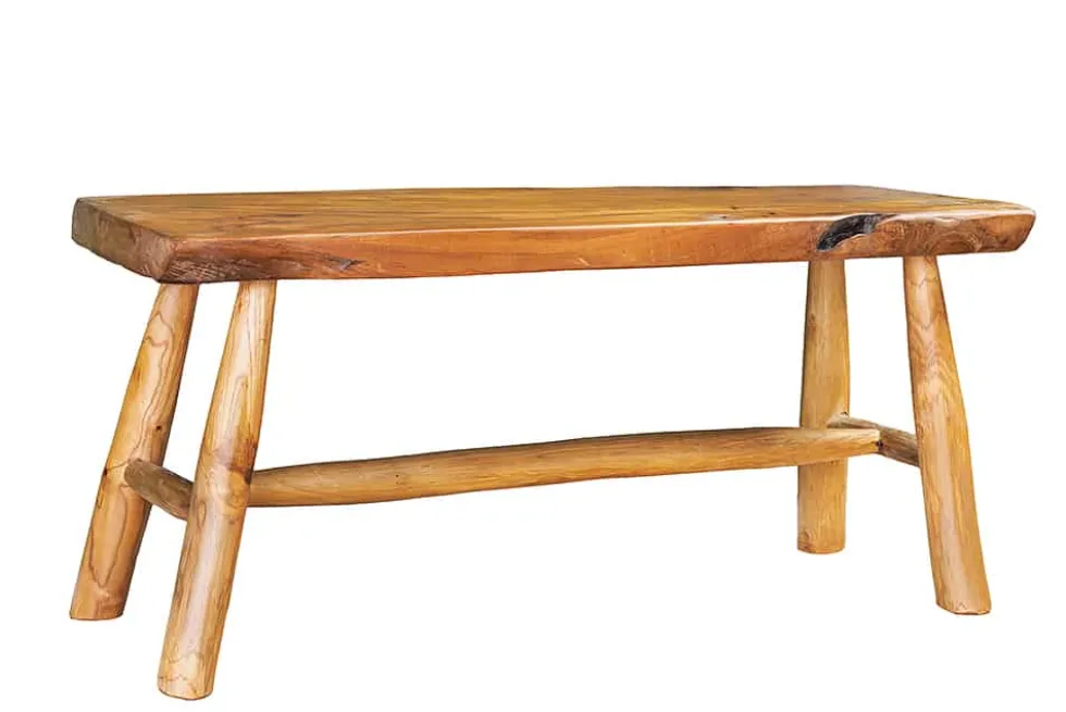 Massive Bank ROOT 100cm braun natur Teakholz Baumstamm Holzstrebe