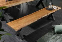 Massive Baumstamm Bank MAMMUT NATURE 160cm Akazienholz 3,5cm dicke Platte