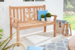 Massive Gartenbank EMPIRE TEAK 120cm Teakholz mit Ankerdesign
