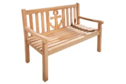 Massive Gartenbank EMPIRE TEAK 120cm Teakholz mit Ankerdesign