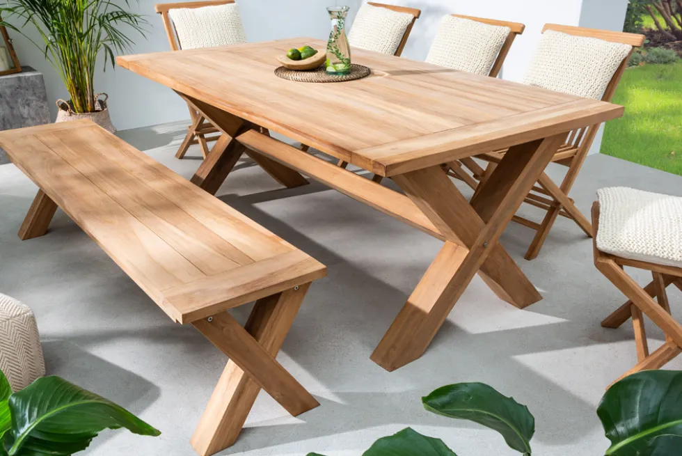 Massive Gartenbank EMPIRE TEAK 180cm Sitzbank Teakholz wetterfest