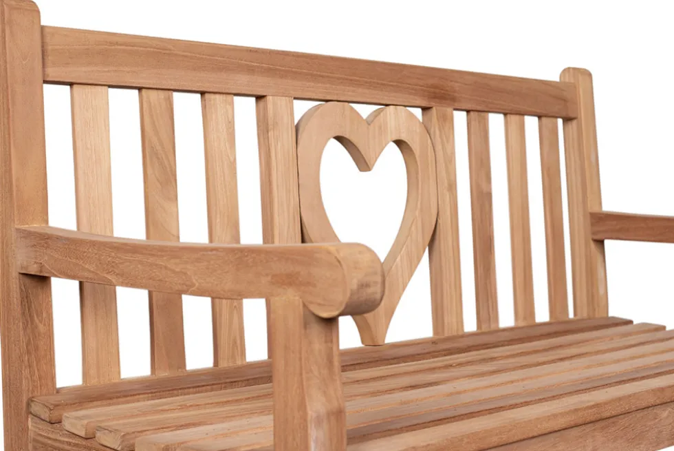 Massive Gartenbank EMPIRE TEAK Herz 120cm natur Teakholz