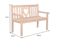 Massive Gartenbank EMPIRE TEAK Herz 120cm natur Teakholz