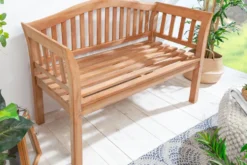 Massive Gartenbank EMPIRE TEAK 130cm natur Teakholz Outdoor-Sitzbank mit Lehne
