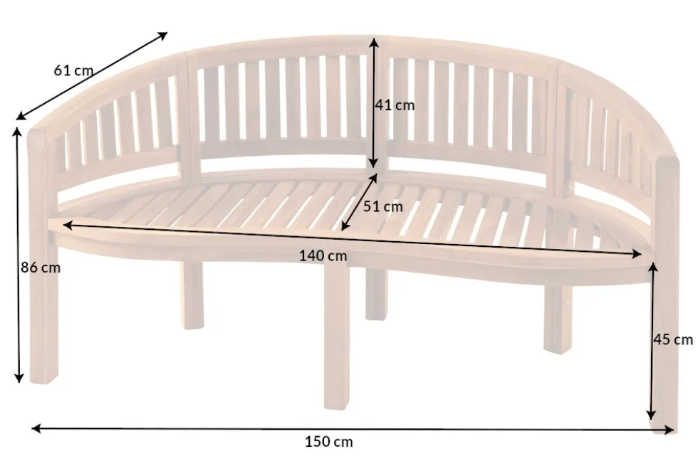 Massive Gartenbank XXL EMPIRE TEAK 150cm natur Teakholz