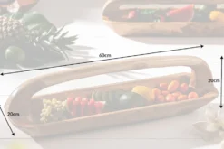 Massive Holzschale BALI 60cm Teakholz mit Griff natürliche Maserung