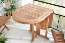 Massiver Balkontisch EMPIRE TEAK 120cm natur Teakholz klappbar Gartentisch Outdoor