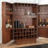Massiver Barschrank ART DECO 140cm braun Mangoholz 3D-Front Highboard Flaschenregal
