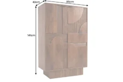 Massiver Barschrank ART DECO 140cm braun Mangoholz 3D-Front Highboard Flaschenregal