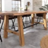 Massiver Bartisch MAMMUT 220cm natur Akazie Baumkante schwarz Metall