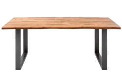 Massiver Baumstamm Esstisch GENESIS 200cm Akazie Baumkante Kufengestell Industrial Finish